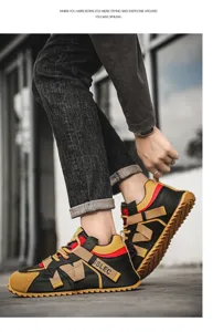 Gros plan de baskets d'extérieur pour hommes au design color-block et respirantes