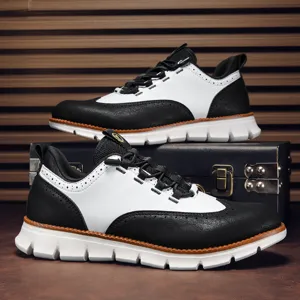 Herren Business Casual Lederschuhe Mikrofaser Rindsleder Flügelkappe Brogue Oxford Leichtgewicht Rutschfest Dicke Sohle Übergröße Halbschuhe