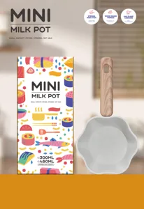 Mini casserole à lait antiadhésive en forme de fleur avec manche imitation bois