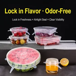 Universal Silicone Stretch Lids Reusable Food Cover For Bowls Containers Refrigerator Microwave Sealing Preservation Covers