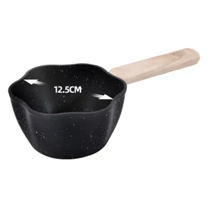 Mini casserole à huile antiadhésive en pierre Maifan 12,5 cm avec manche bois