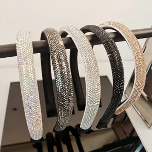 Diademas de diamantes de imitación brillantes con diseño estrecho y cristales para peinados.