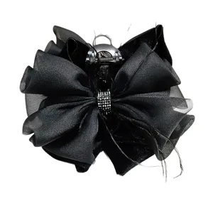 Elegant black mesh bow hair claw clip for women, stylish vintage hair accessory for daily wear.