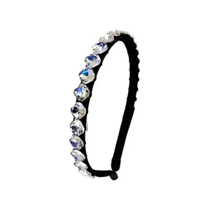 Elegante zwarte strass haarband glinsterende mode haaraccessoire voor vrouwen.