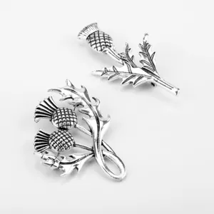 Vintage Antique Silver Scottish Thistle Brooch Outlander Inspired Alloy Floral Pin Jewelry Accessory For Unisex Gift