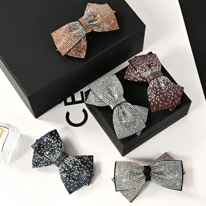 Barrette à cheveux nœud papillon en strass élégante pince brillante en cristal pour coiffure femme