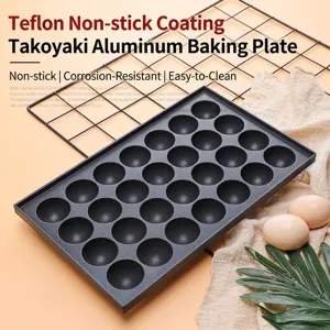 Non-stick Teflon coated 28-hole aluminum takoyaki baking tray for home and commercial use