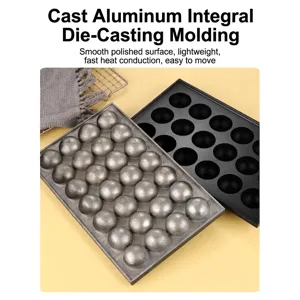 28-hole cast aluminum takoyaki grill plate for sausage and octopus balls