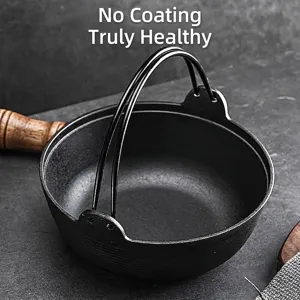 Japanse gietijzeren Sukiyaki-pan met metalen handgreep, gezond ontwerp zonder coating