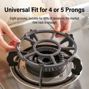 Support universel en fonte pour cuisinière à gaz avec 8 fentes pour brûleurs 4/5
