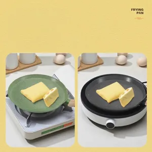 Sartén coreana antiadherente para crepes con mango de madera para hornear variado