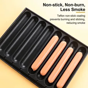 Poêle à griller antiadhésive à fentes multiples pour saucisses et hot-dogs noirs