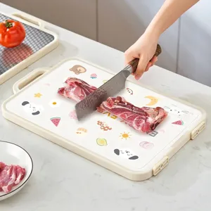 Stainless steel double-sided cutting board with cartoon prints for household kitchens
