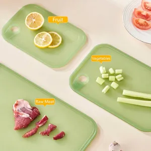 Set of 3 green antibacterial plastic cutting boards for fruit vegetable and meat