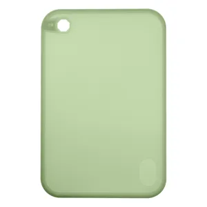 Durable green plastic cutting board with hanging hole for kitchen fruit and baby food