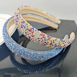 Glänzendes Strass Schwamm Haarreif Barock Mode Luxus Kristall Kopfbedeckung Damen
