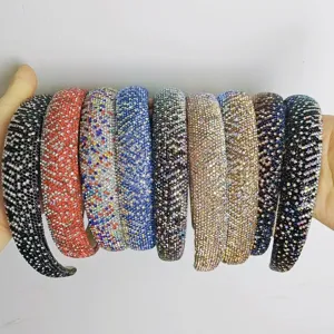 Breiter Strass Haarreif glitzernde Kristall Haarschmuck fuer Damen Mode Haarband neu