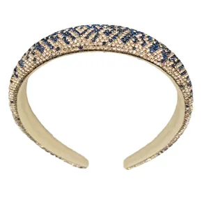 Breiter Strass Haarreif luxuriöser Designer Stil Kristall gepolsterter Haarreif glänzender Haarschmuck