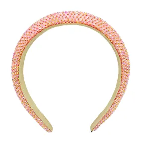 Bandeau rembourré strass rose détail, cerceau à cheveux en cristal étincelant pour style.
