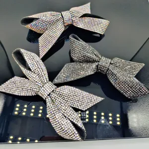 Barrette à cheveux nœud strass étincelant pince ressort élégante accessoire coiffure femme
