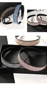 Serre-tete exquis en strass plein diamant avec dents antiderapantes, design grille elegant.