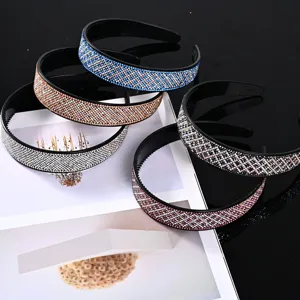 Serre-tête en Style Coréen Plein Strass pour Femmes Antidérapant Avec Dents Brillant Maille Géométrique Bandeau de Cheveux Accessoires de Cheveux de Luxe