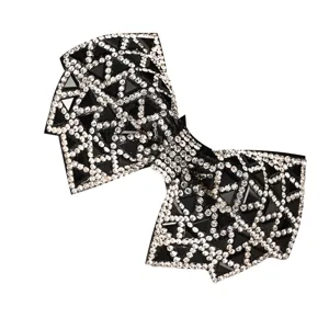 Schwarze und weiße Strass Schleife Haarklammer elegante Kristall Haarspange für Damen
