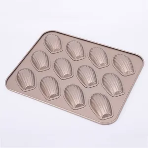 12-Loch Madeleine Backform Muschelform mit Champagner-Gold Antihaftbeschichtung