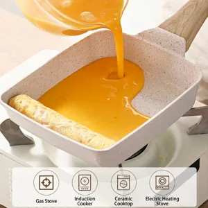 Padella quadrata per tamagoyaki giapponese antiaderente in pietra per ogni fornello