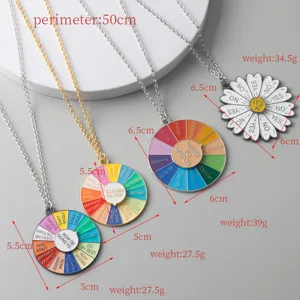 Fashion alloy decision wheel necklaces set with funny engraved text and creative pendant styles.