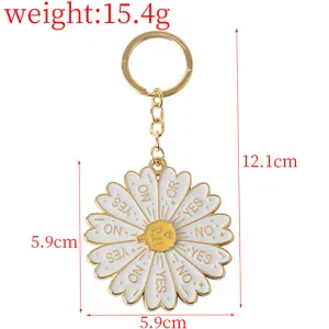 Daisy Wheel Keychain Metal Cute Decision Maker Rotating Charm Keyring Pendant Gift