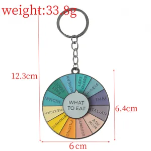 Funny Food Choice Keychain Alloy Rainbow Turntable Spinning Key Ring Novelty Gift Idea