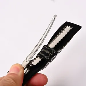 Elegante pinza para el pelo con lazo negro y brillantes, pasador de lujo para mujeres.
