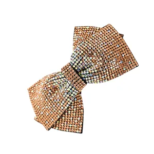 Pince à cheveux nœud strass scintillants élégante barrette à ressort en cristal pour femmes