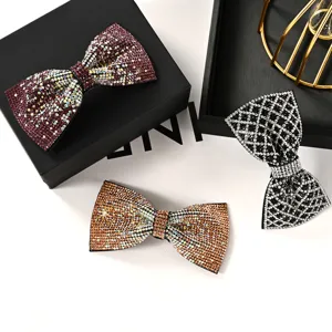 Shiny rhinestone bow hair clip set, elegant crystal spring hair barrette for women and girls.
