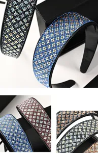 Serre-tête large en strass cristal étincelant avec dents antidérapantes, accessoires élégants.
