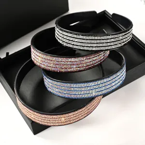 Bandeaux scintillants en strass cristal larges bords antidérapants accessoires cheveux