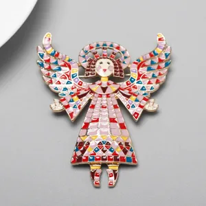 Colorful enamel angel brooch pin for women cute cartoon alloy badge fashion jewelry gift
