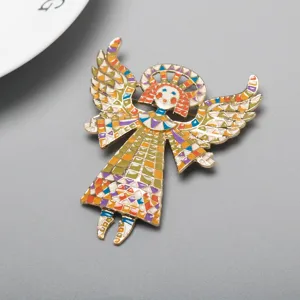 Colorful mosaic angel girl brooch enamel alloy badge pin fashion cute clothing accessory