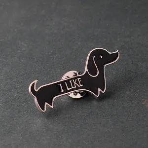 Schattige teckel emaille speld van legering met I LIKE letters voor tassen kleding