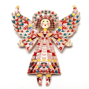 Cute colorful enamel angel brooch alloy girl badge creative fashion jewelry gift pin.
