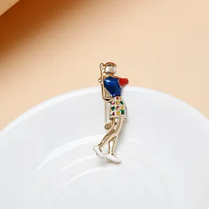 Elegant metal enamel golf lady brooch pin, exquisite fashion accessory for stylish daily wear detail.