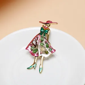 Elegant lady shape rhinestone alloy brooch fashion decorative corsage jewelry accessory