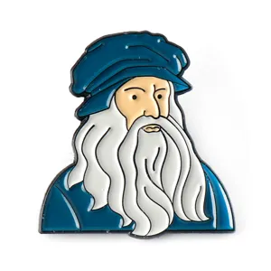 Leonardo da Vinci cartoon figuur emaille speld creatieve rugzak badge metalen broche