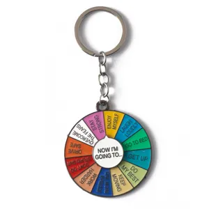 Colorful metal spinning wheel keychain, fun decision maker keyring with funny quotes.