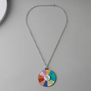 Fashion alloy necklace with colorful rotating decision wheel pendant for daily wear and gifts.