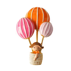 Cute cartoon hot air balloon brooch enamel pin for women lovely girl suit jacket bag accessories