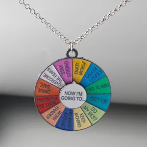 Fun color wheel pendant necklace alloy fashion novelty jewelry gift for women and men daily