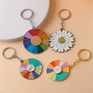 Fun decision maker spinning wheel keychain set alloy cute novelty metal key ring gift items