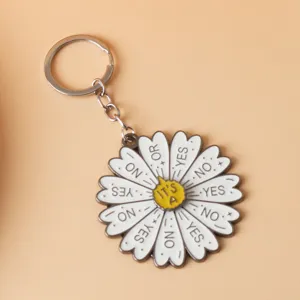 Cute daisy decision spinner keychain, funny choice wheel metal key ring for daily use.